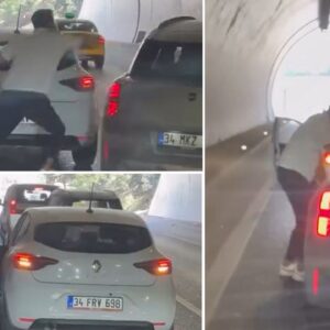 tunelde kavga diger aracin camini yumrukladi 7pTiXrmL